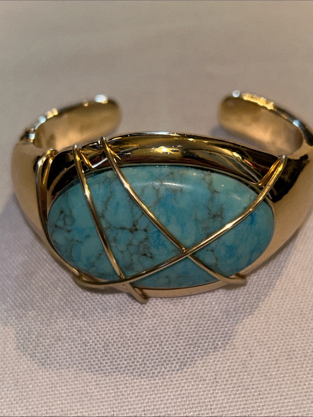 RLM Robert Lee Morris Gold Statement Cuff Bracelet with Turquoise Stone NWOT